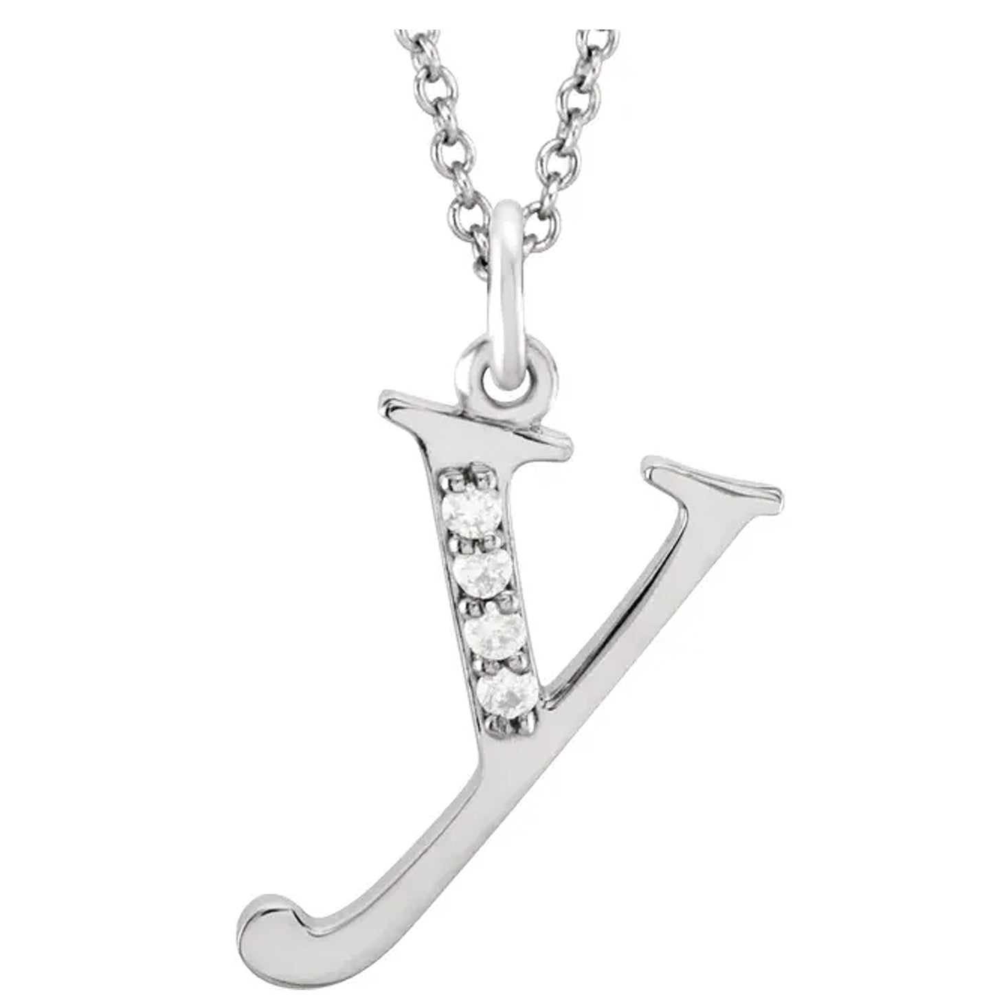 14K Gold Diamond Lowercase Initial Pendant Necklace