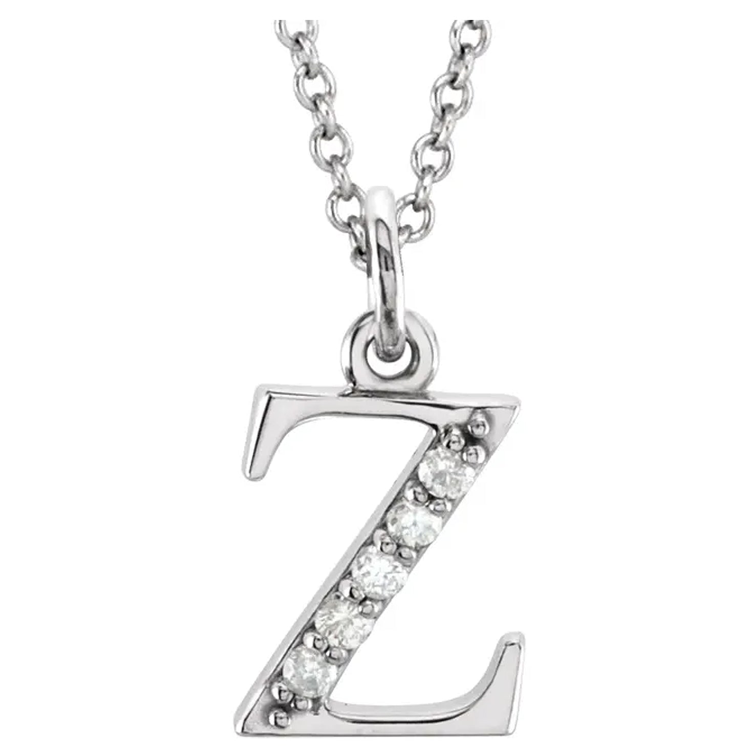 14K Gold Diamond Lowercase Initial Pendant Necklace