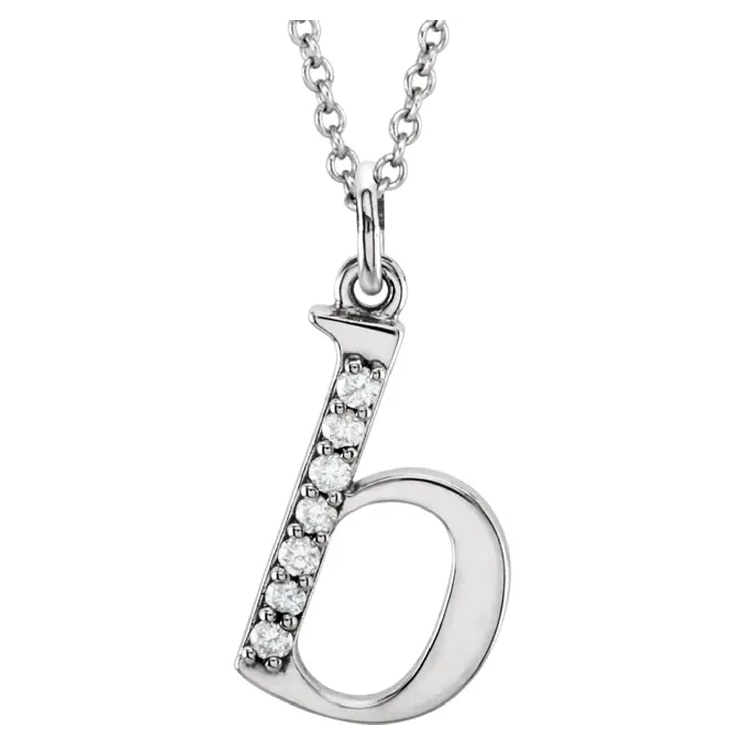 14K Gold Diamond Lowercase Initial Pendant Necklace