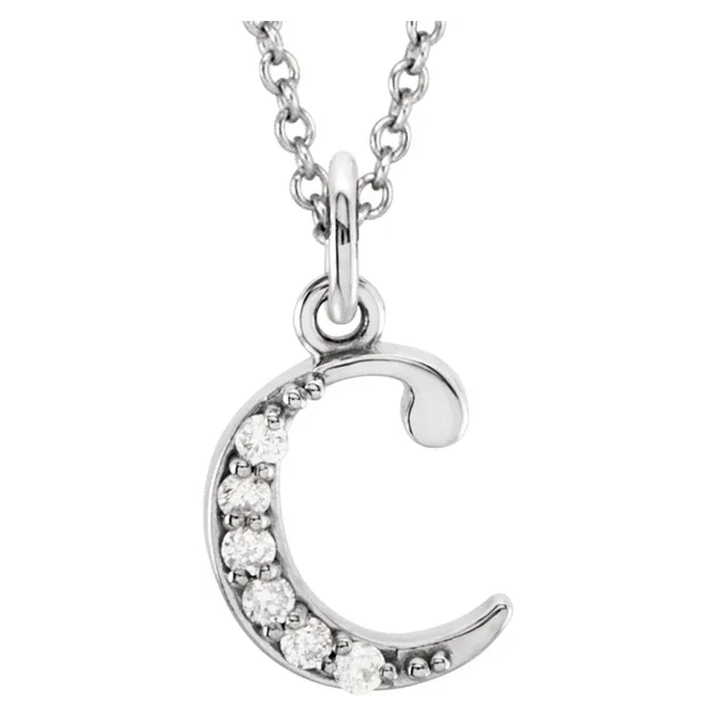 14K Gold Diamond Lowercase Initial Pendant Necklace
