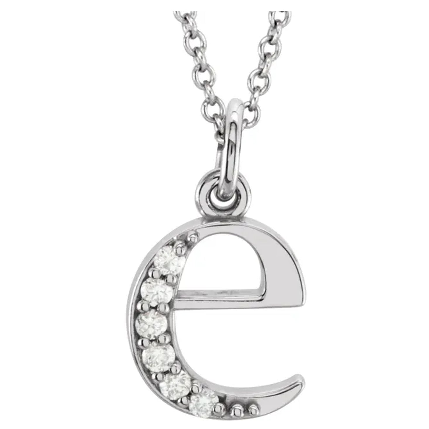 14K Gold Diamond Lowercase Initial Pendant Necklace
