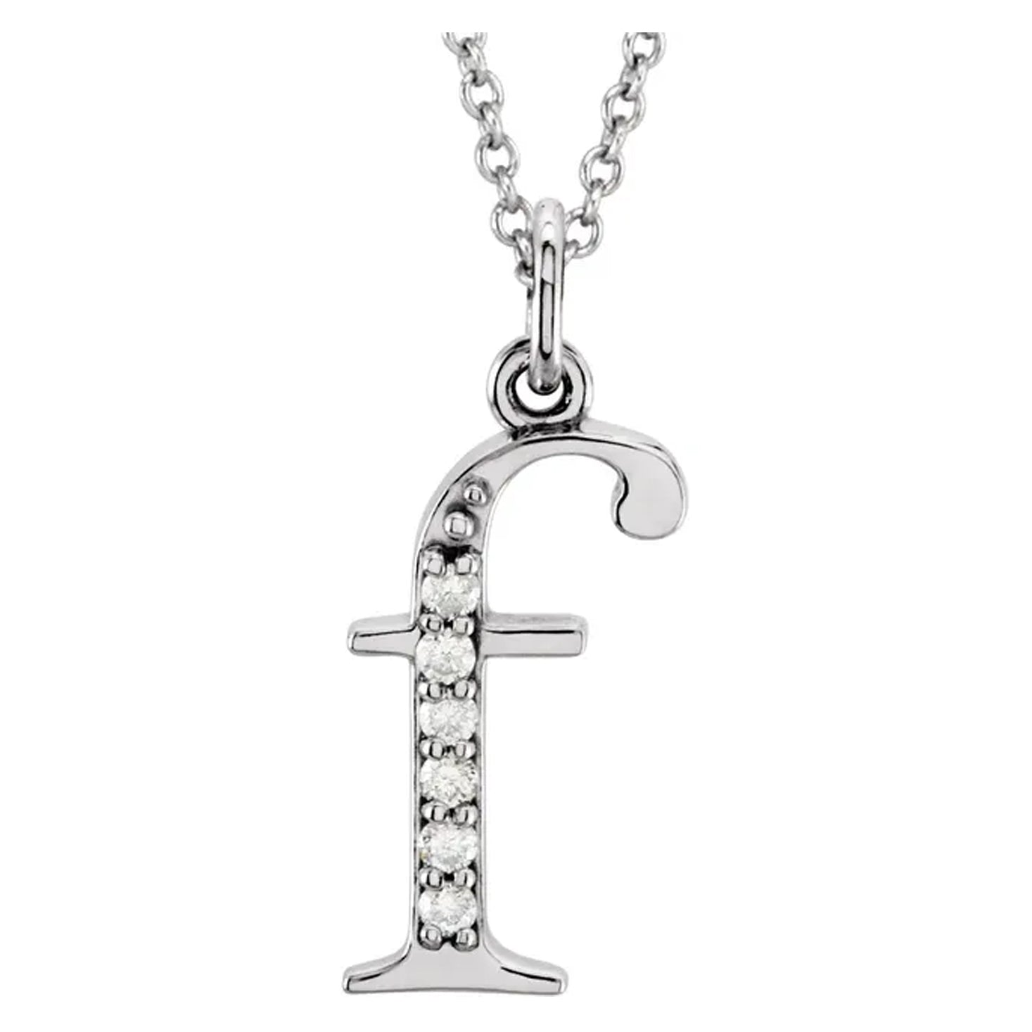 14K Gold Diamond Lowercase Initial Pendant Necklace
