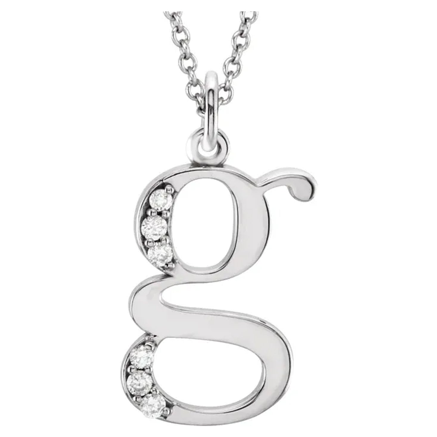 14K Gold Diamond Lowercase Initial Pendant Necklace
