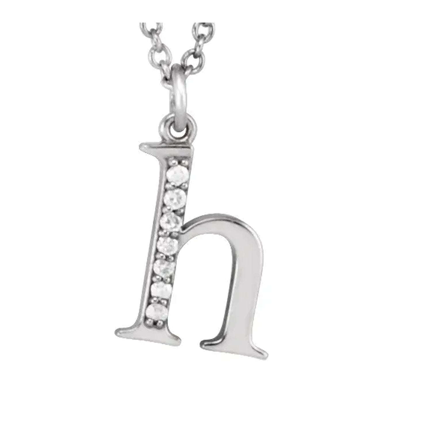 14K Gold Diamond Lowercase Initial Pendant Necklace