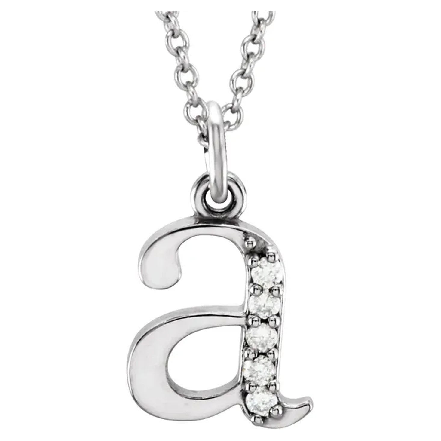 14K Gold Diamond Lowercase Initial Pendant Necklace