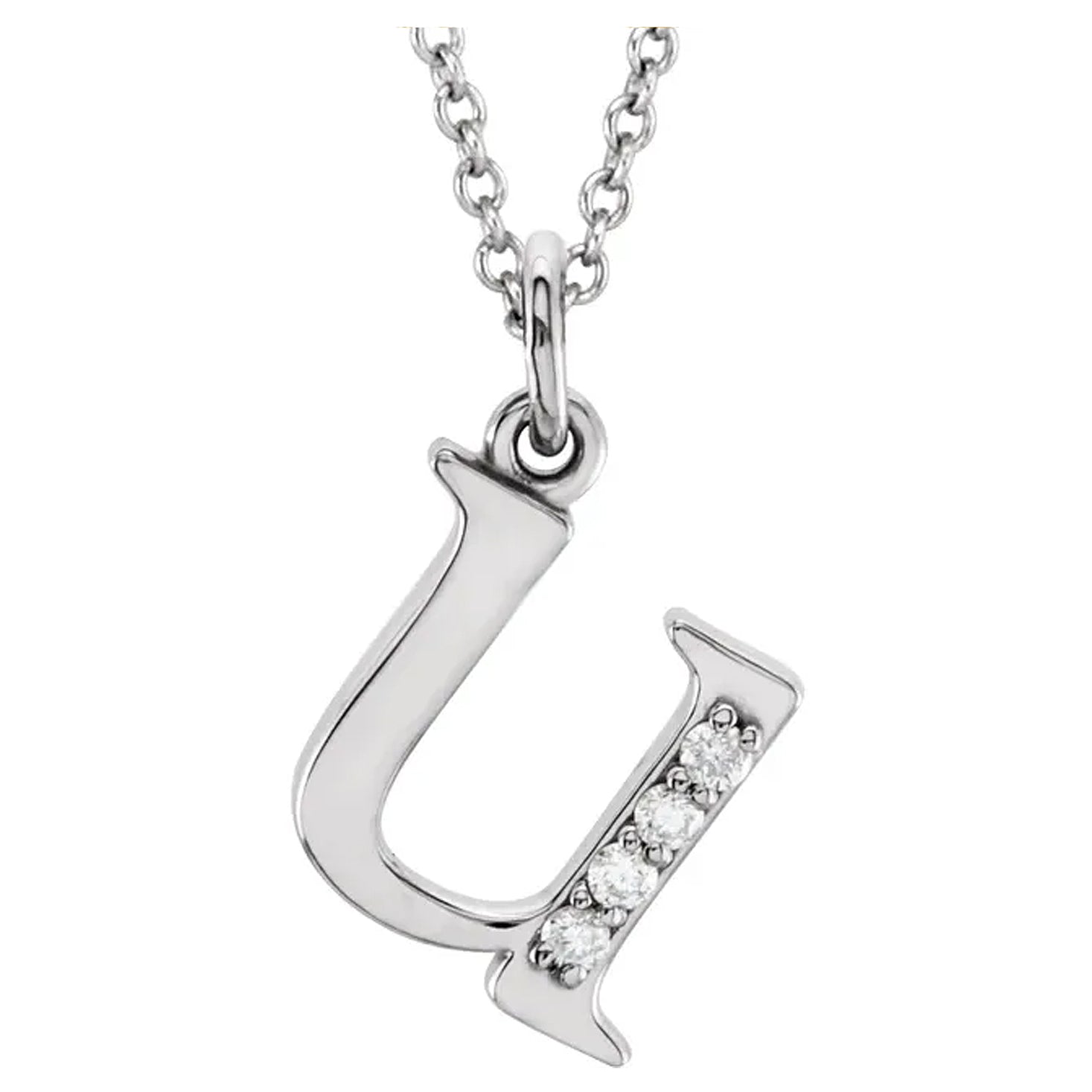 14K Gold Diamond Lowercase Initial Pendant Necklace