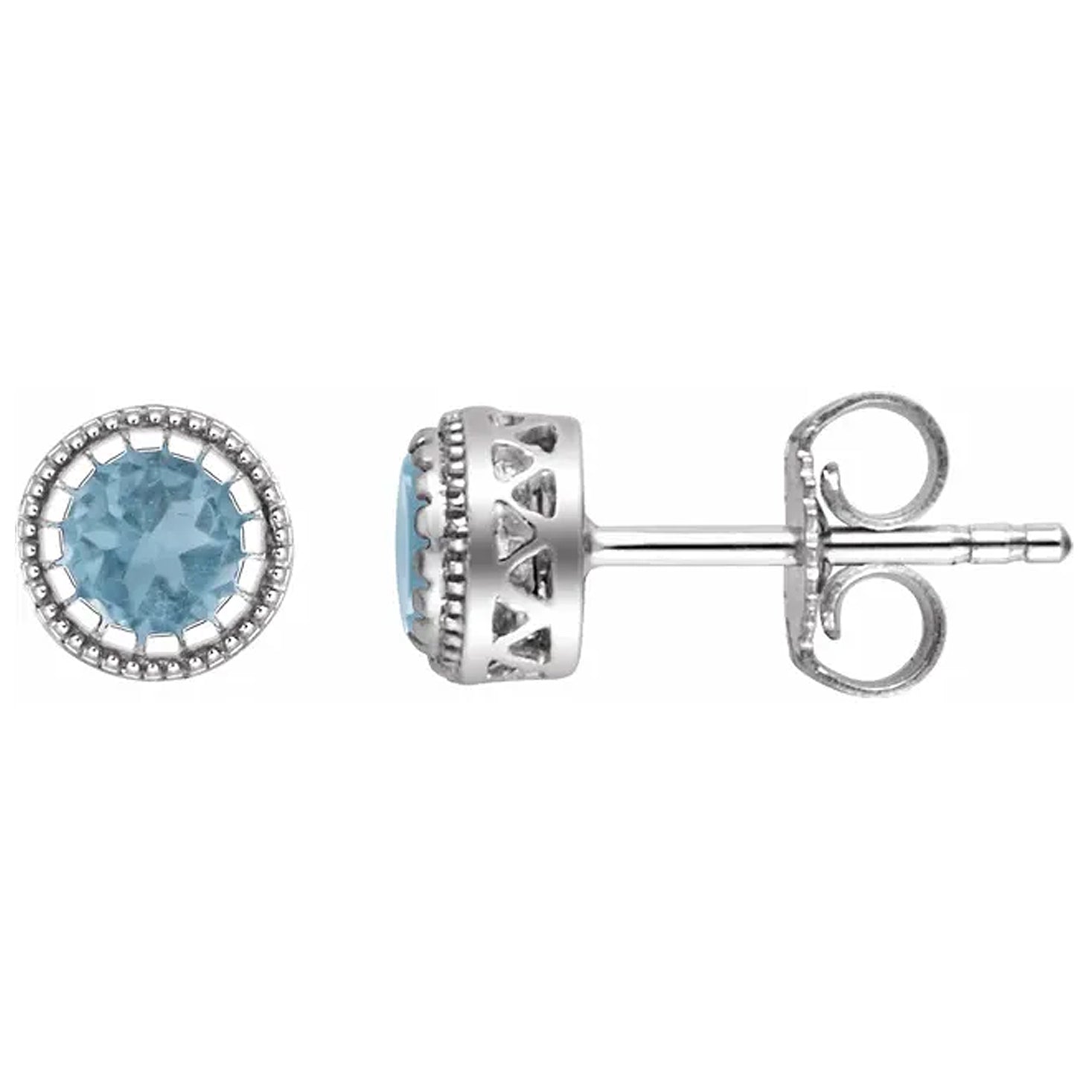 14K Gold Birthstone Stud Earrings
