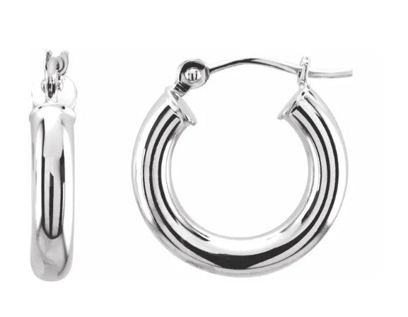 14K Yellow Gold Tube Hoop Earrings