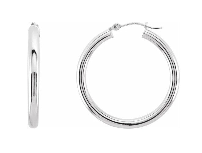 14K Gold Tube Hoop Earring