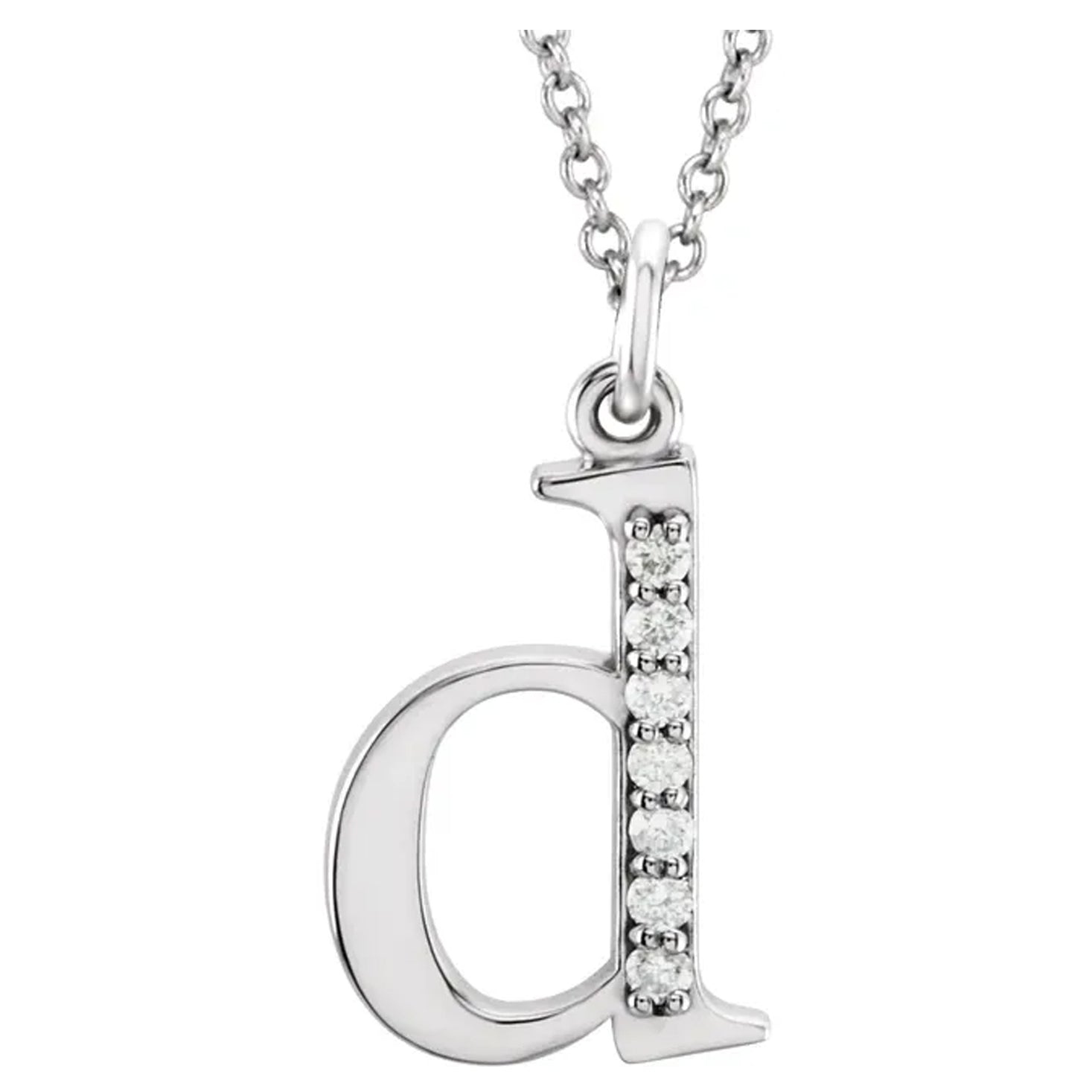 14K Gold Diamond Lowercase Initial Pendant Necklace