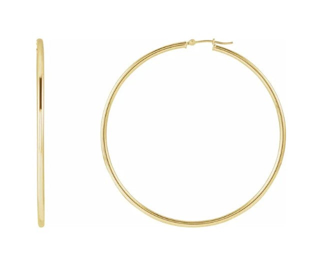14K Gold Tube Hoop Earring