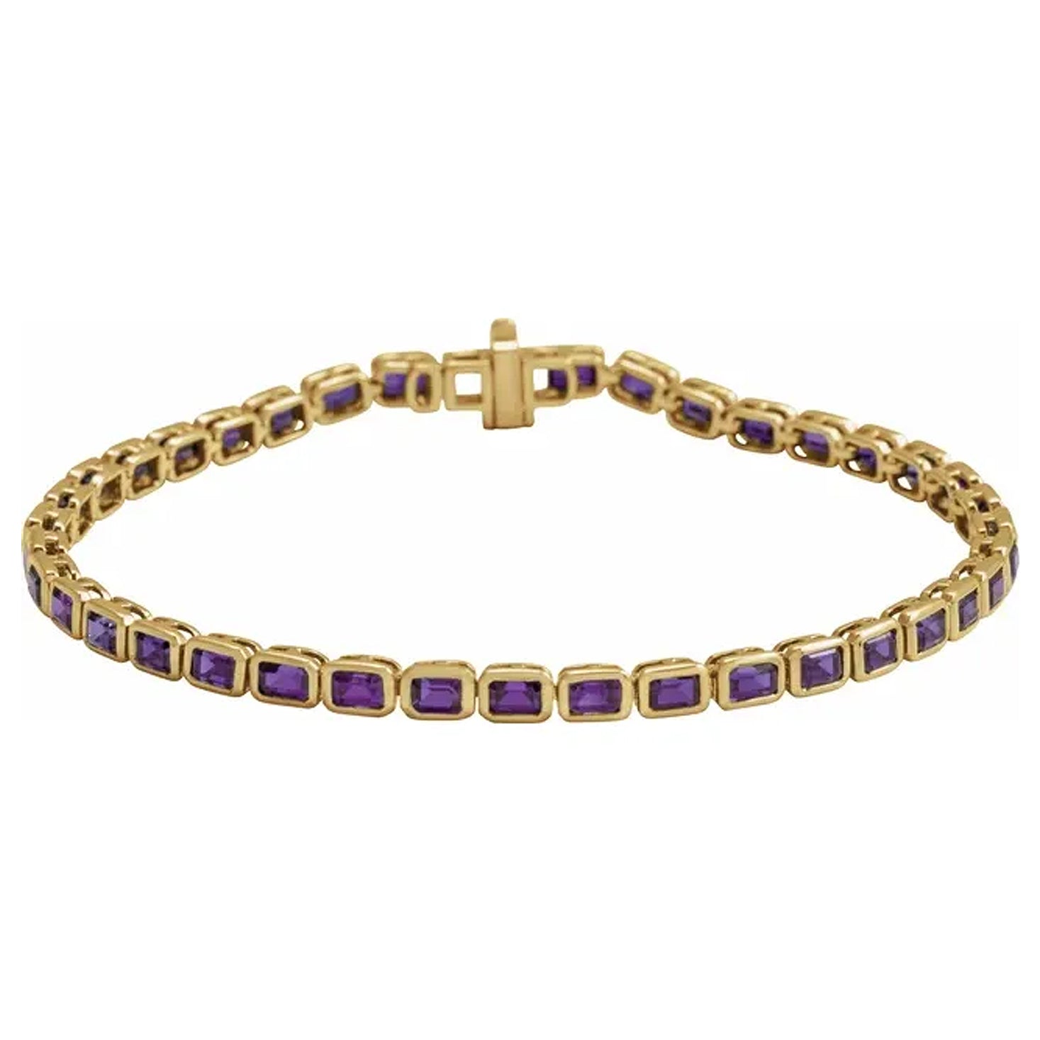 14K Yellow Gold Natural Gemstone Line Bracelet
