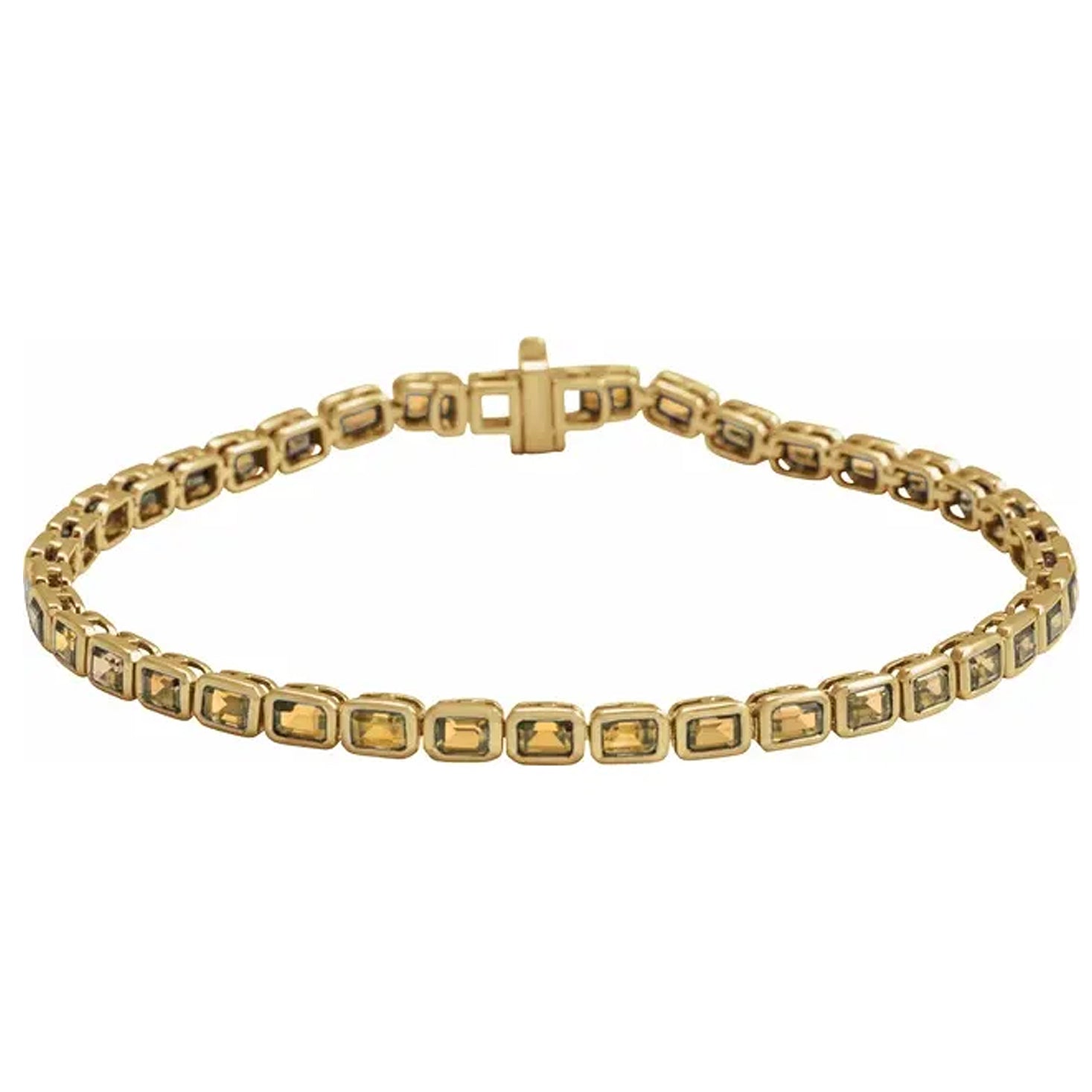 14K Yellow Gold Natural Gemstone Line Bracelet