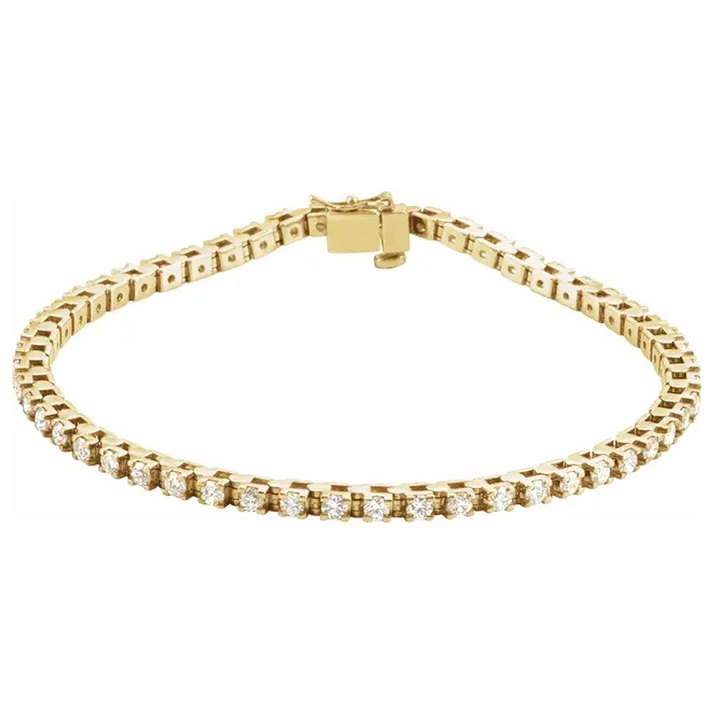 14K Yellow Gold Natural Diamond Line Bracelet