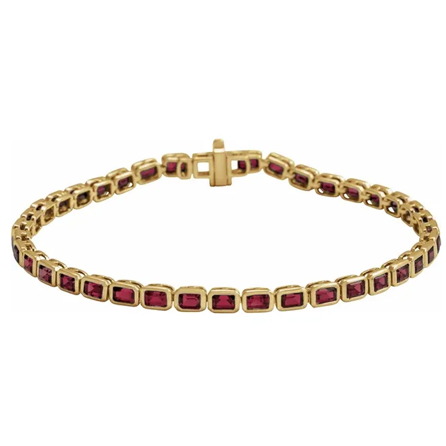 14K Yellow Gold Natural Gemstone Line Bracelet