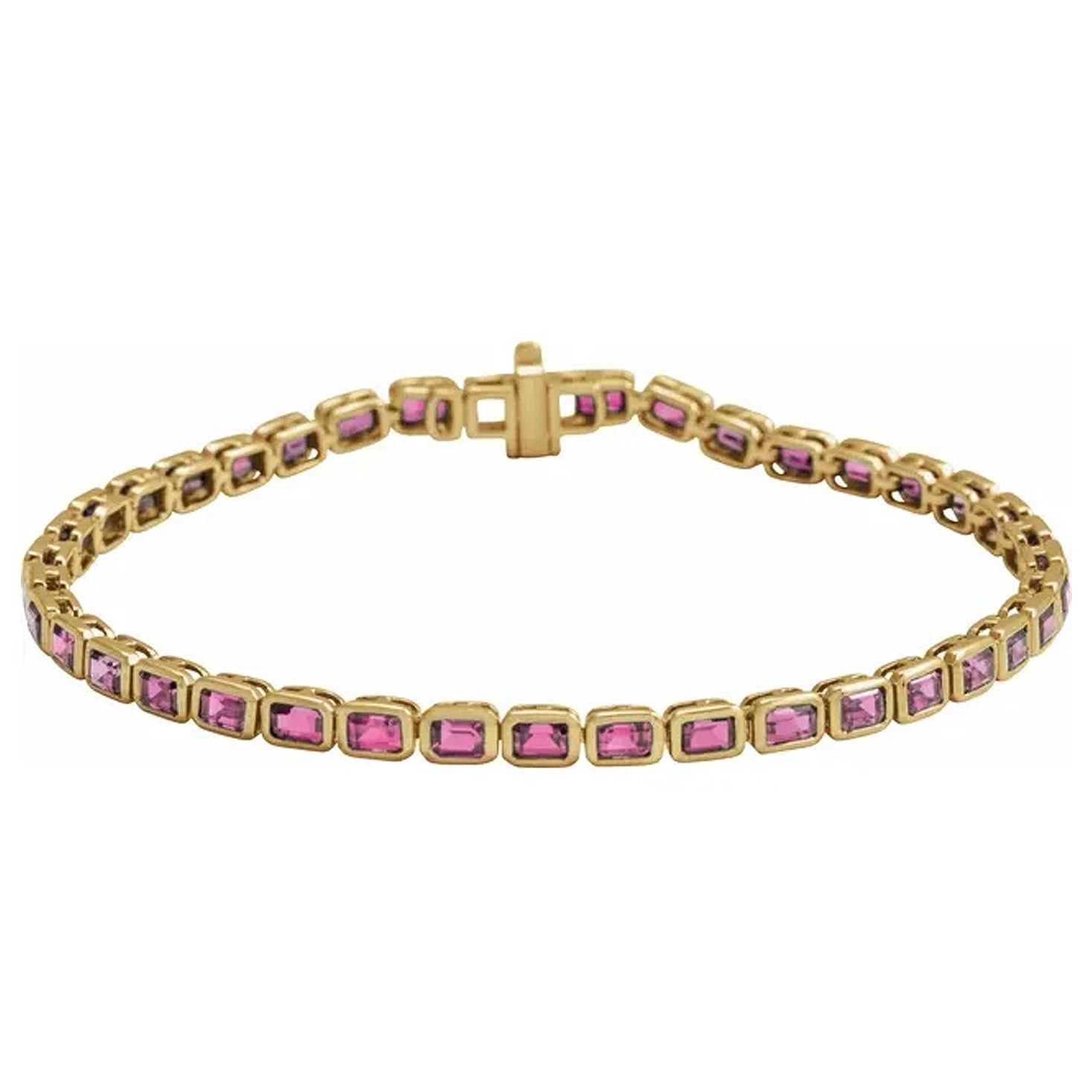 14K Yellow Gold Natural Gemstone Line Bracelet