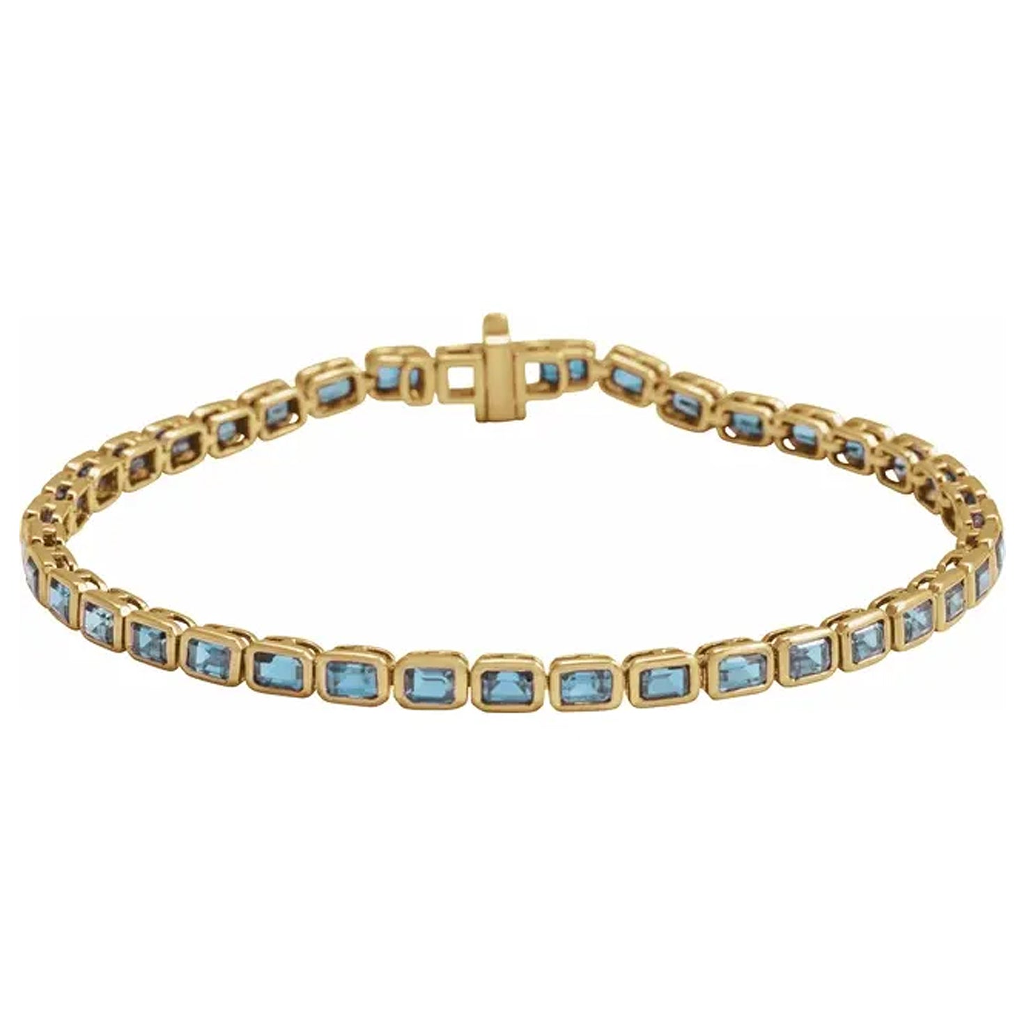 14K Yellow Gold Natural Gemstone Line Bracelet