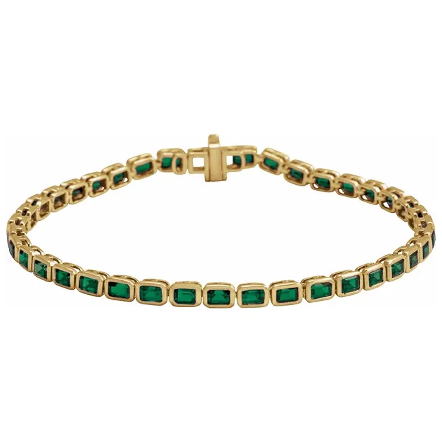 14K Yellow Gold Natural Gemstone Line Bracelet