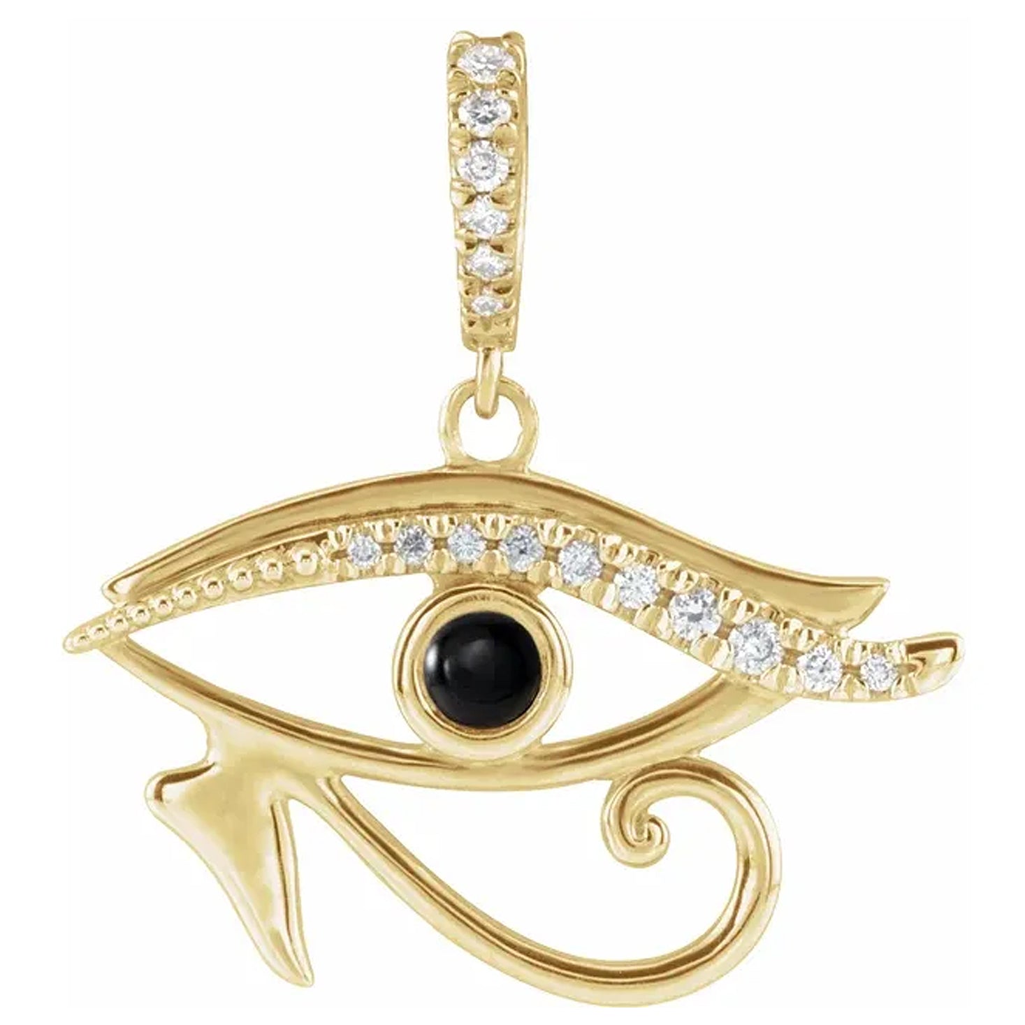 14K Gold Eye of Providence Natural Gemstone & Diamond Pendant