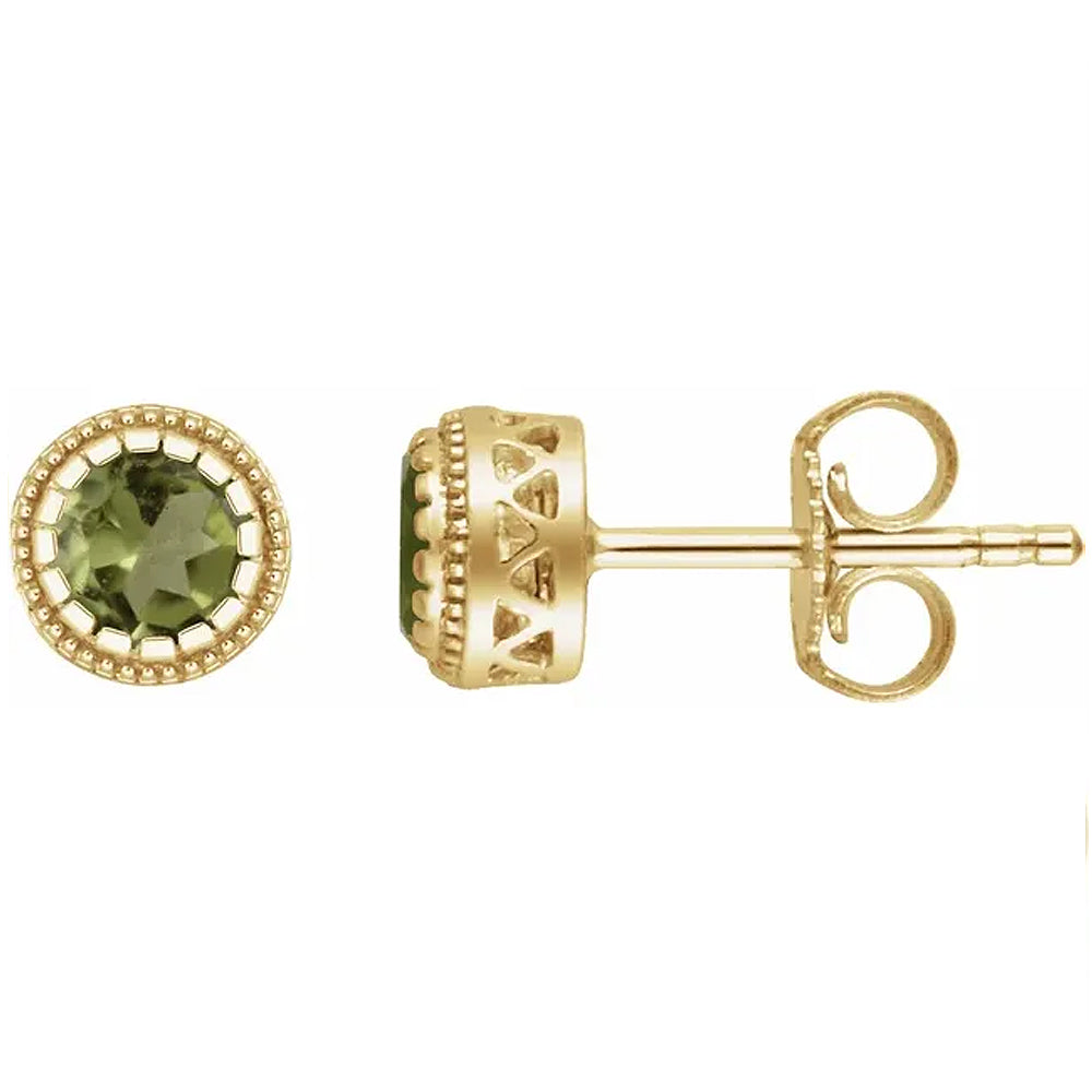 14K Gold Birthstone Stud Earrings