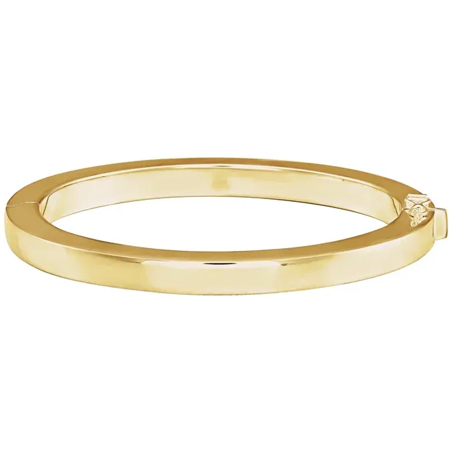 14K Yellow Gold Engravable Square Tube Hinged Bangle Bracelet