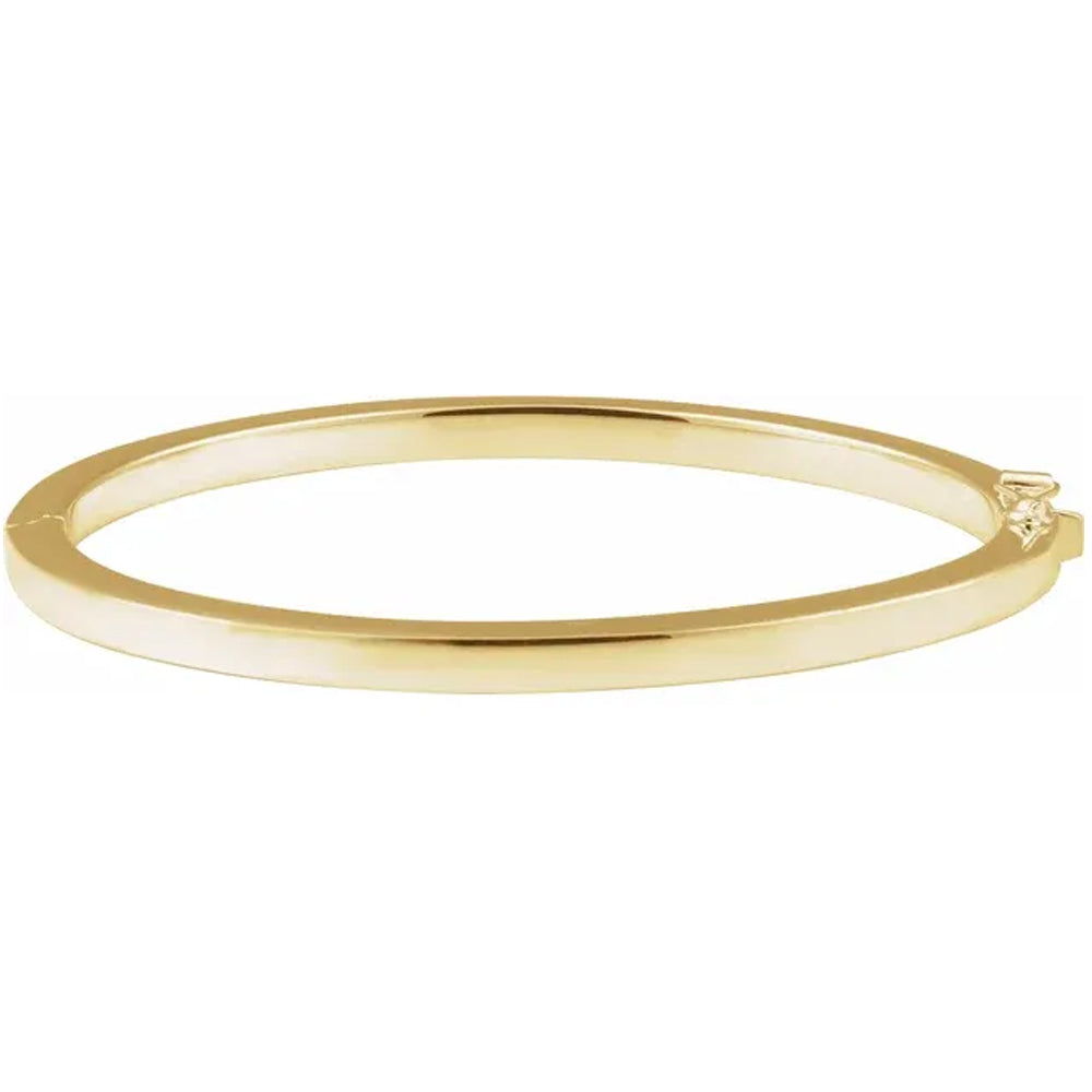 14K Yellow Gold Engravable Square Tube Hinged Bangle Bracelet