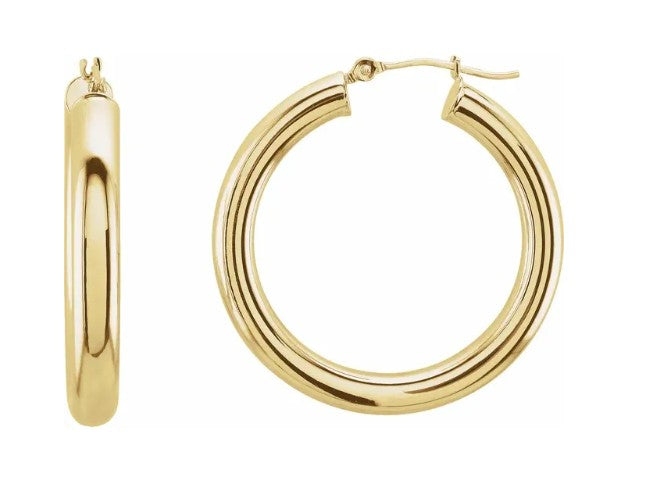 14K Gold Tube Hoop Earring
