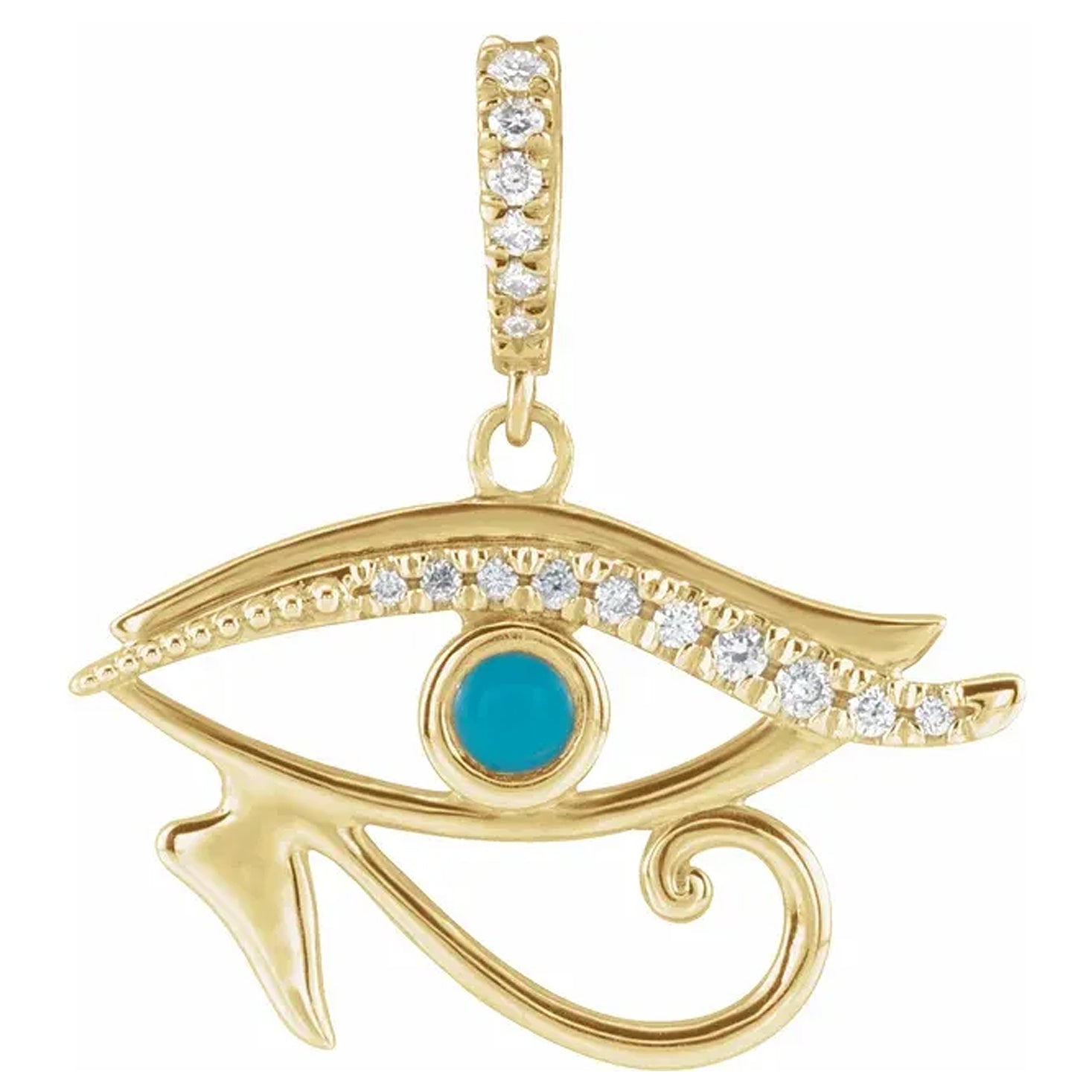 14K Gold Eye of Providence Natural Gemstone & Diamond Pendant