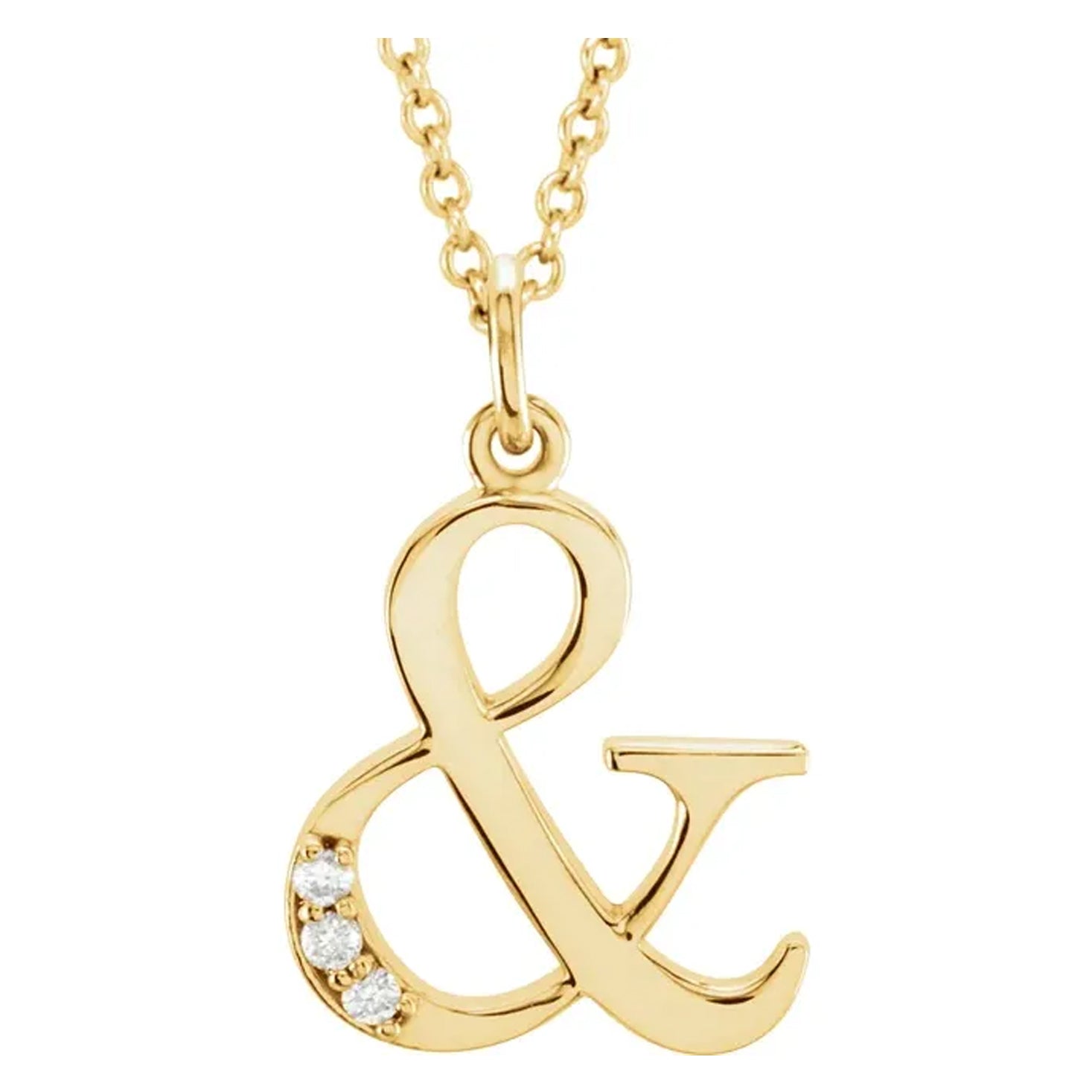 14K Gold and Diamond Ampersand Necklace