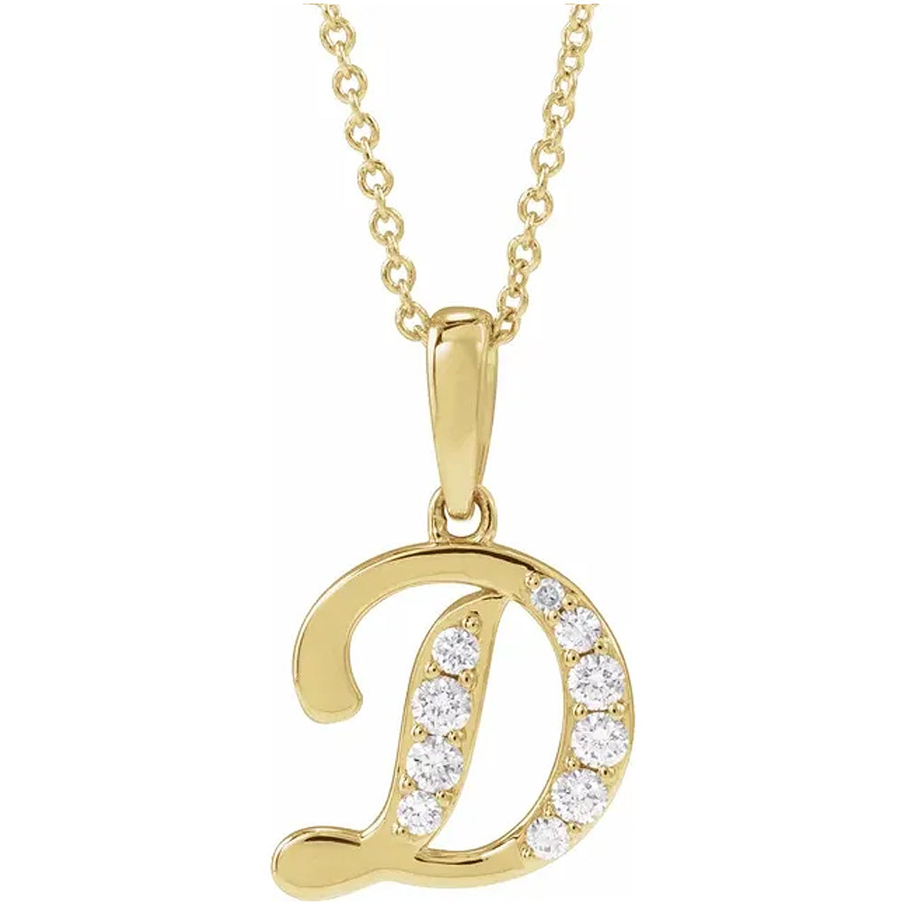 14K Gold Diamond Uppercase Initial Pendant Necklace