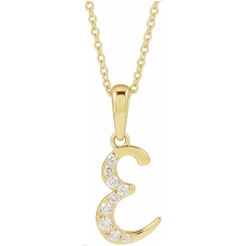 14K Gold Diamond Uppercase Initial Pendant Necklace