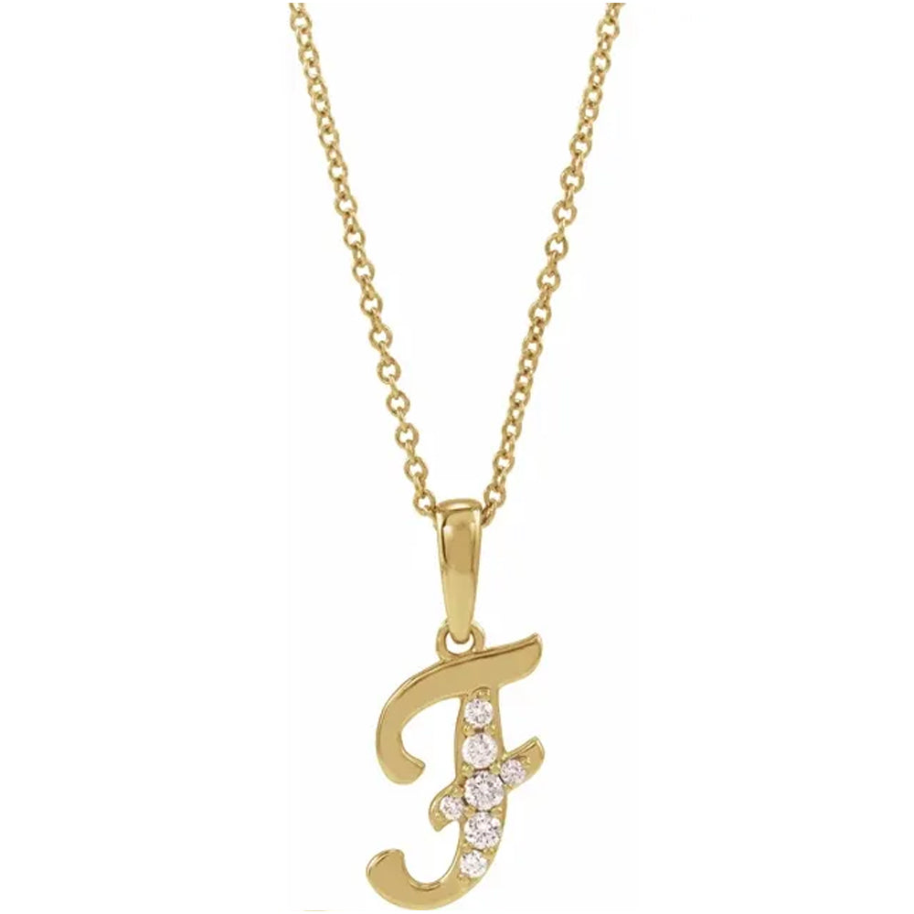 14K Gold Diamond Uppercase Initial Pendant Necklace