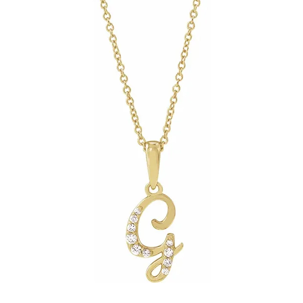 14K Gold Diamond Uppercase Initial Pendant Necklace