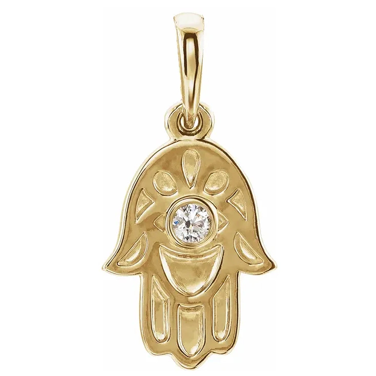 14K Yellow Gold .03 CTW Natural Diamond Hamsa Pendant