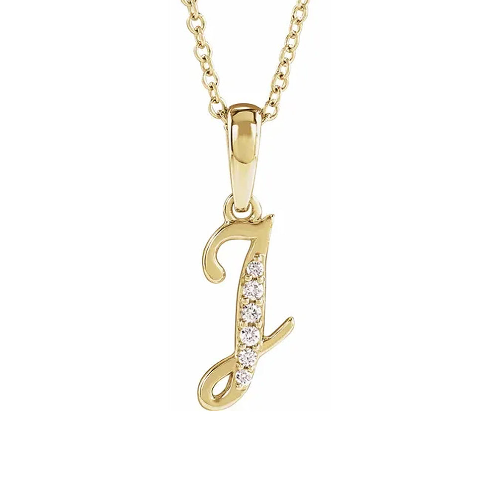 14K Gold Diamond Uppercase Initial Pendant Necklace