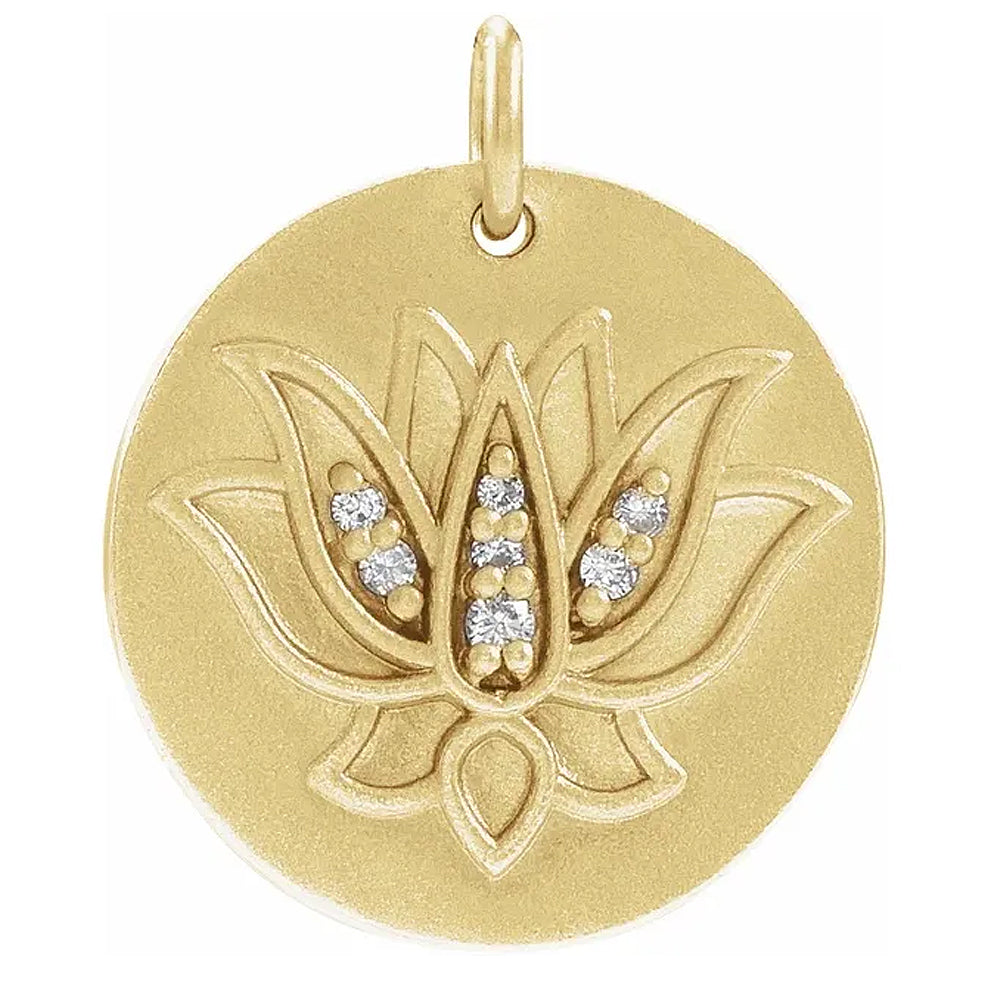 14K .025 CTW Natural Diamond Lotus Pendant