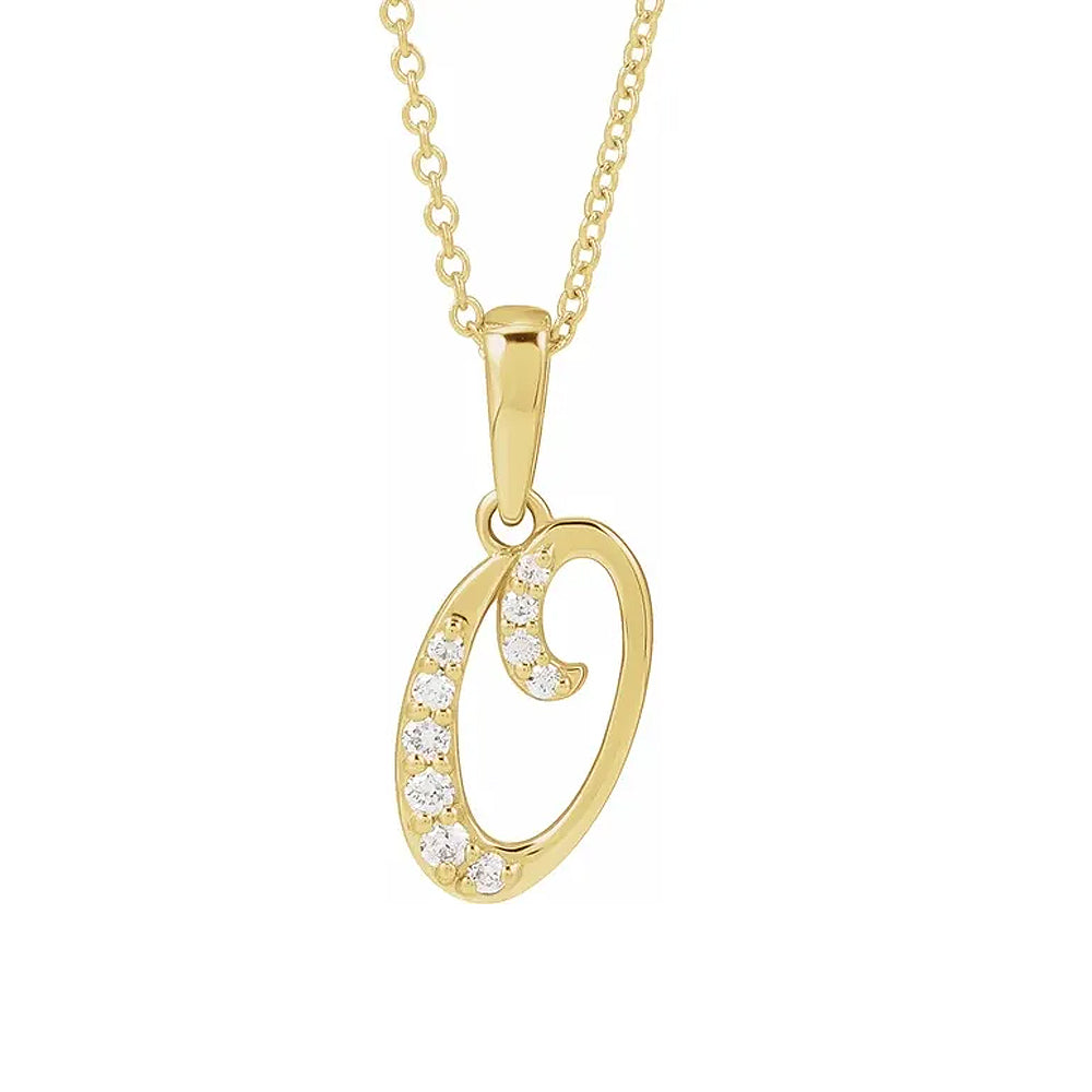 14K Gold Diamond Uppercase Initial Pendant Necklace