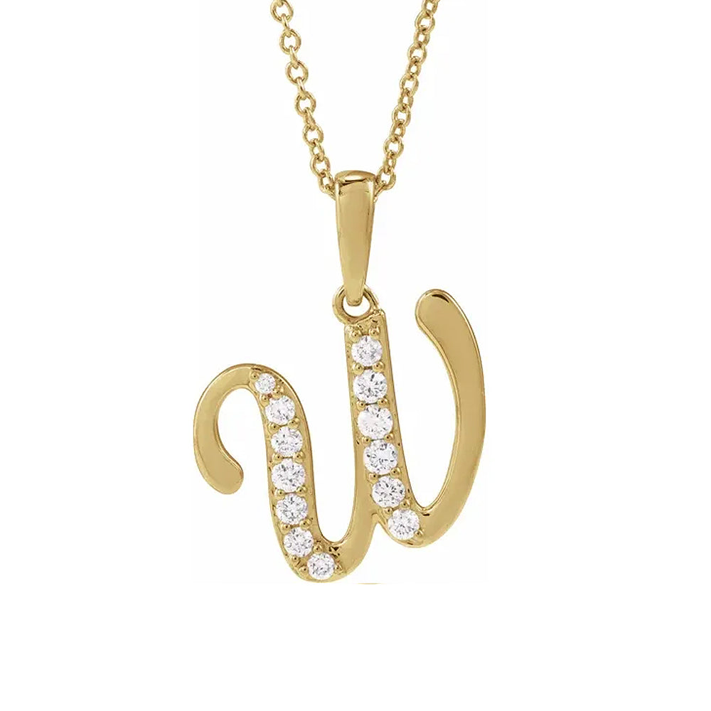 14K Gold Diamond Uppercase Initial Pendant Necklace