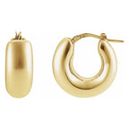 14K Yellow Gold Electroform Hoop Earrings