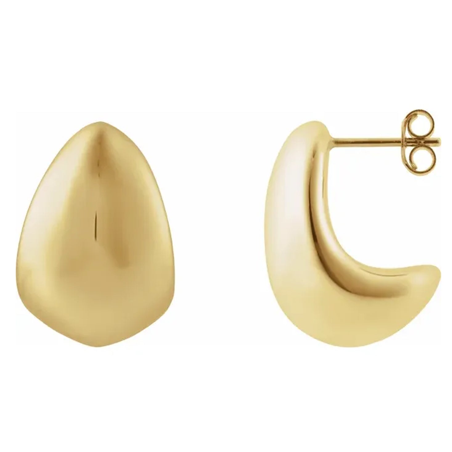 14K Yellow Gold Electroform Teardrop Earrings