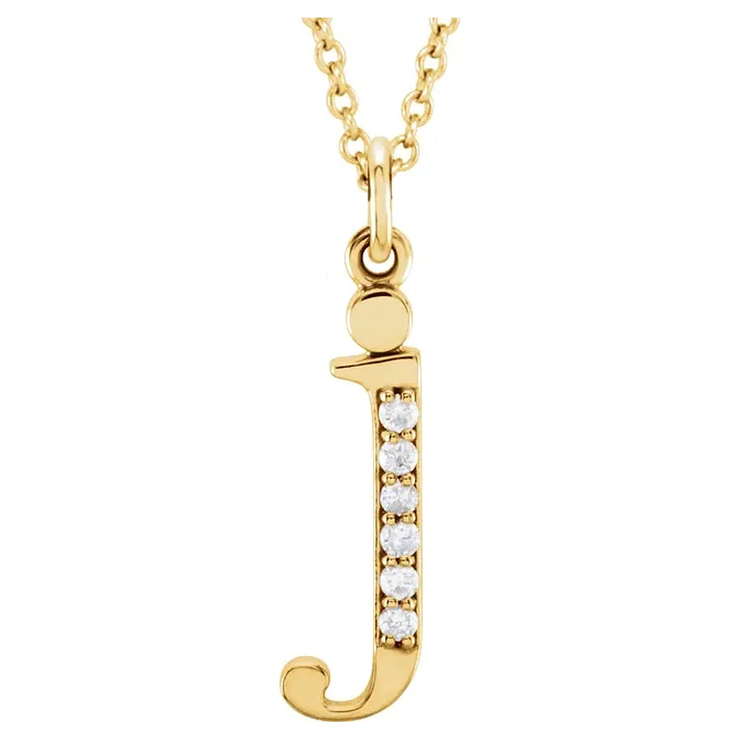 14K Gold Diamond Lowercase Initial Pendant Necklace