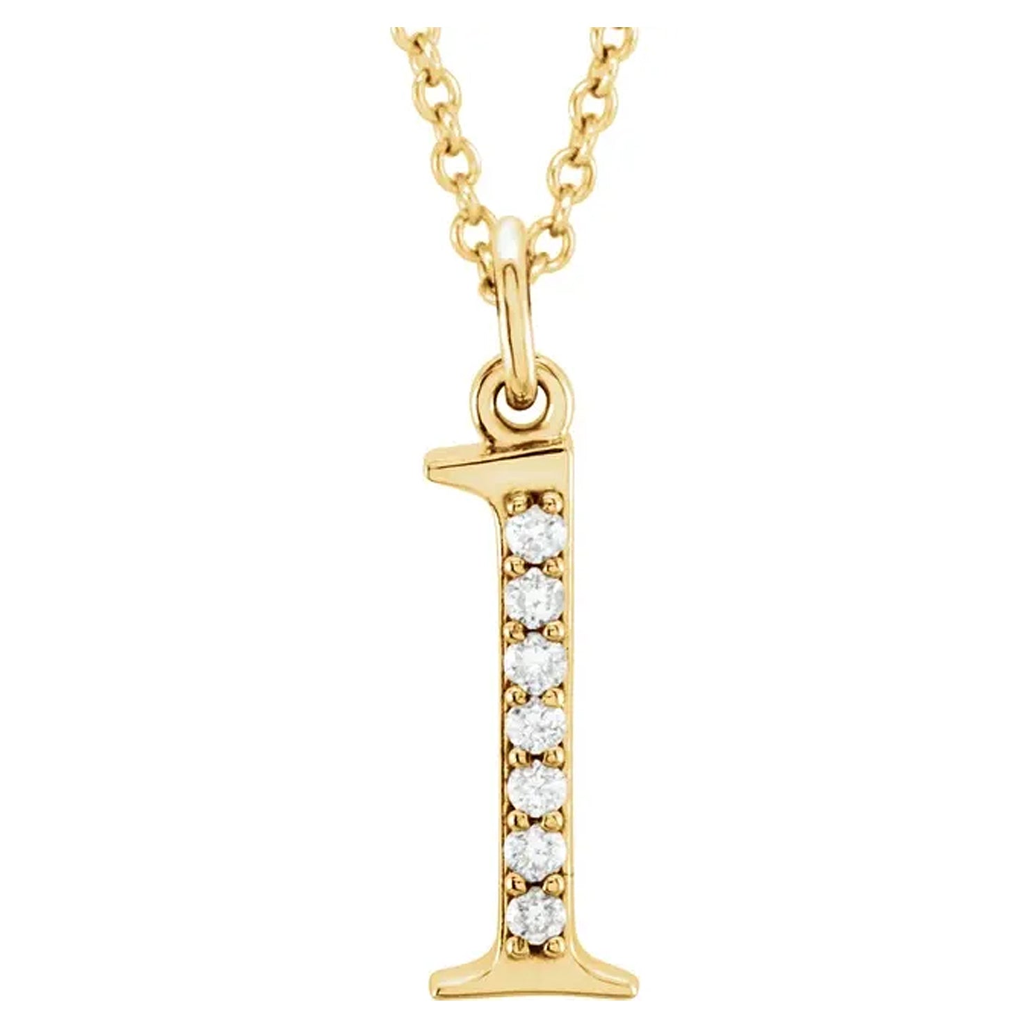 14K Gold Diamond Lowercase Initial Pendant Necklace