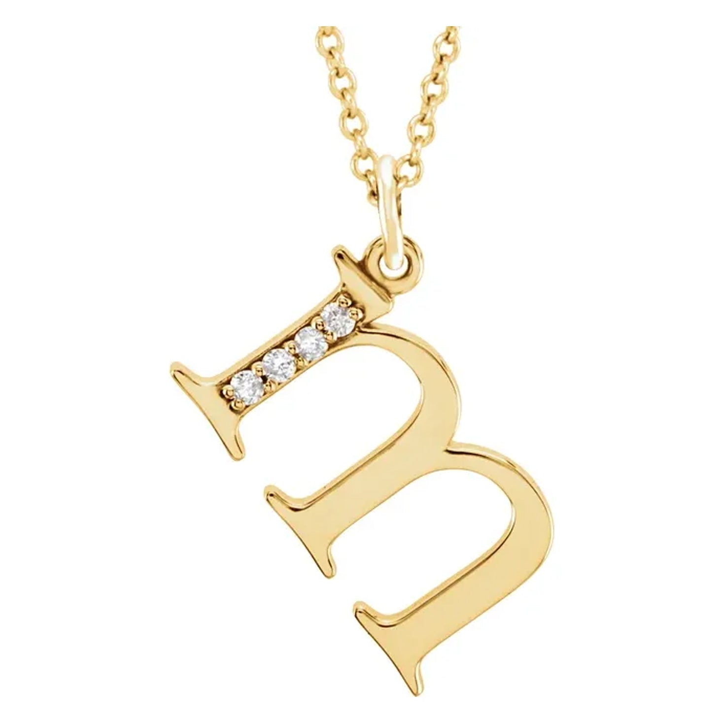 14K Gold Diamond Lowercase Initial Pendant Necklace