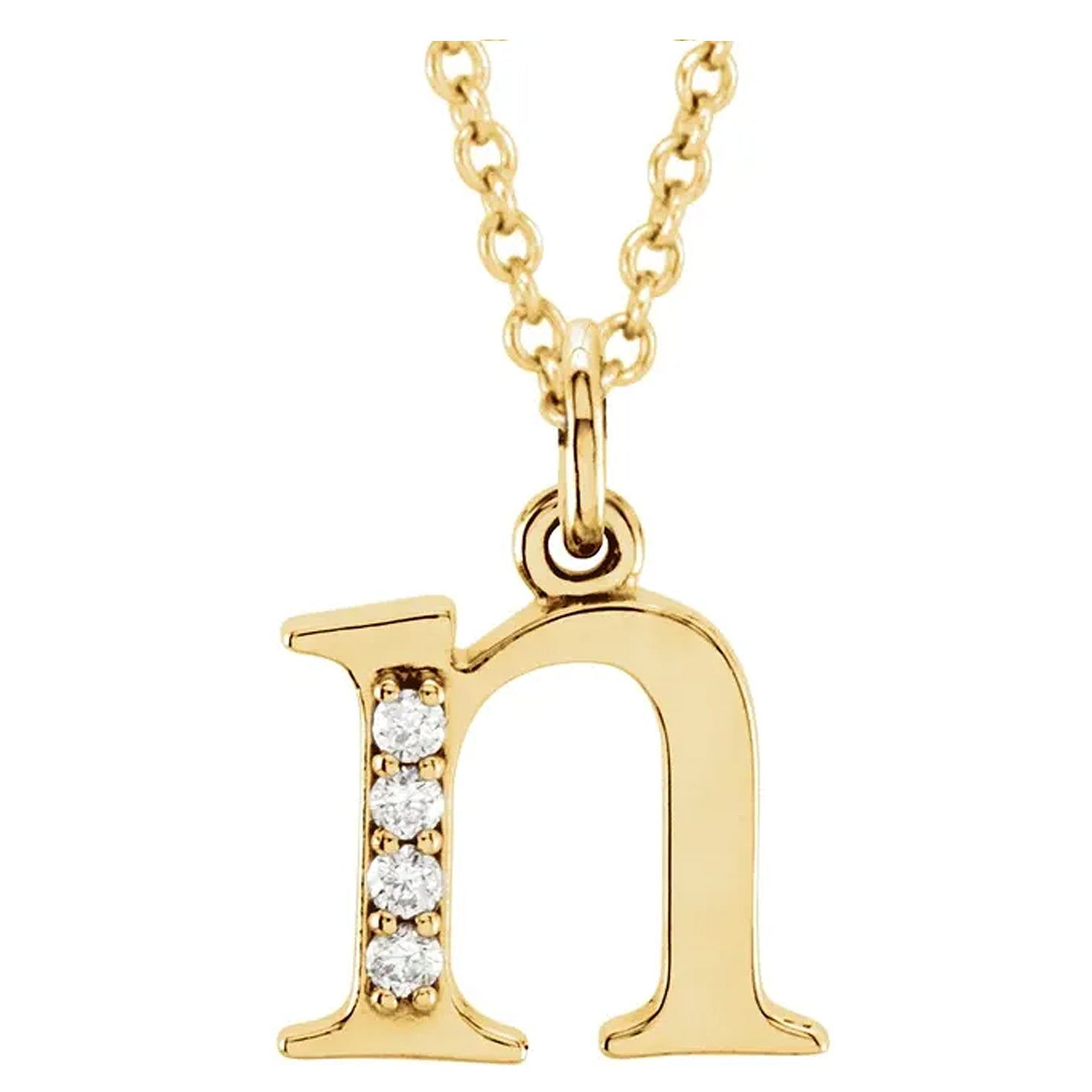 14K Gold Diamond Lowercase Initial Pendant Necklace
