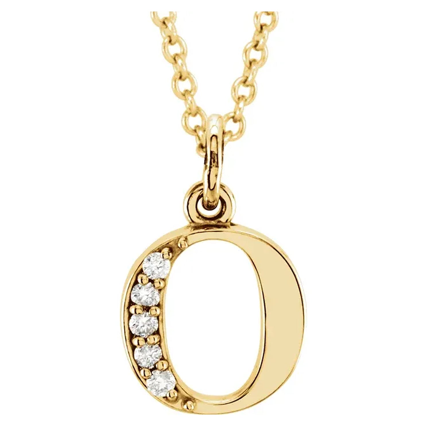 14K Gold Diamond Lowercase Initial Pendant Necklace
