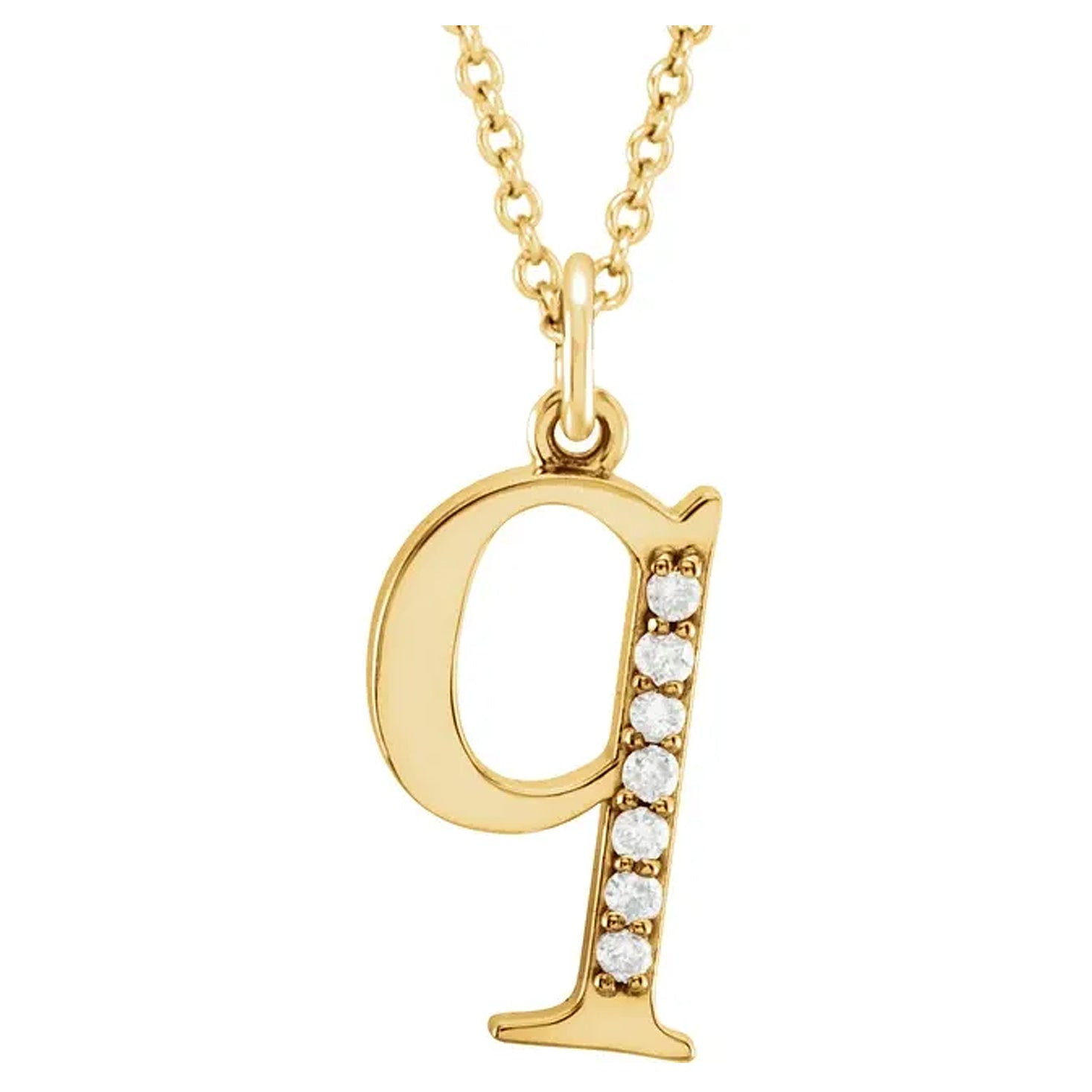 14K Gold Diamond Lowercase Initial Pendant Necklace