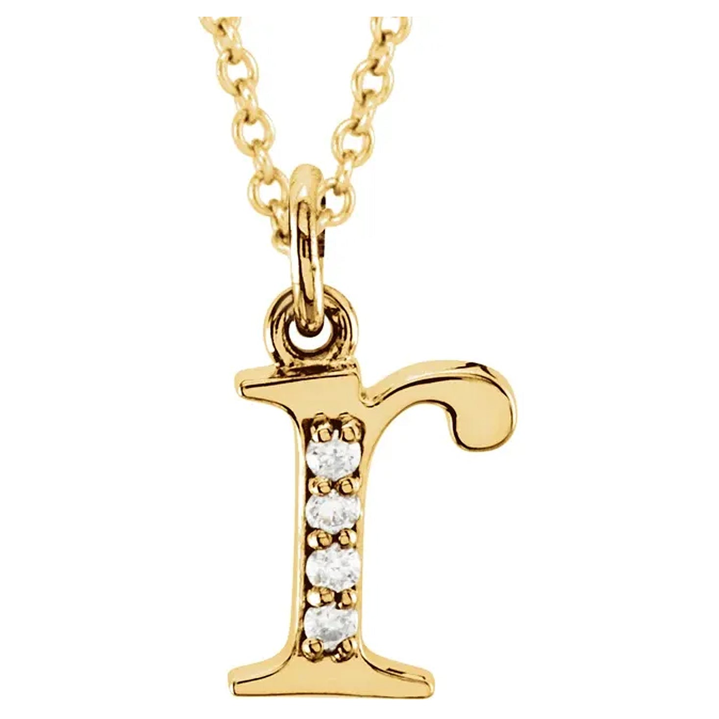 14K Gold Diamond Lowercase Initial Pendant Necklace