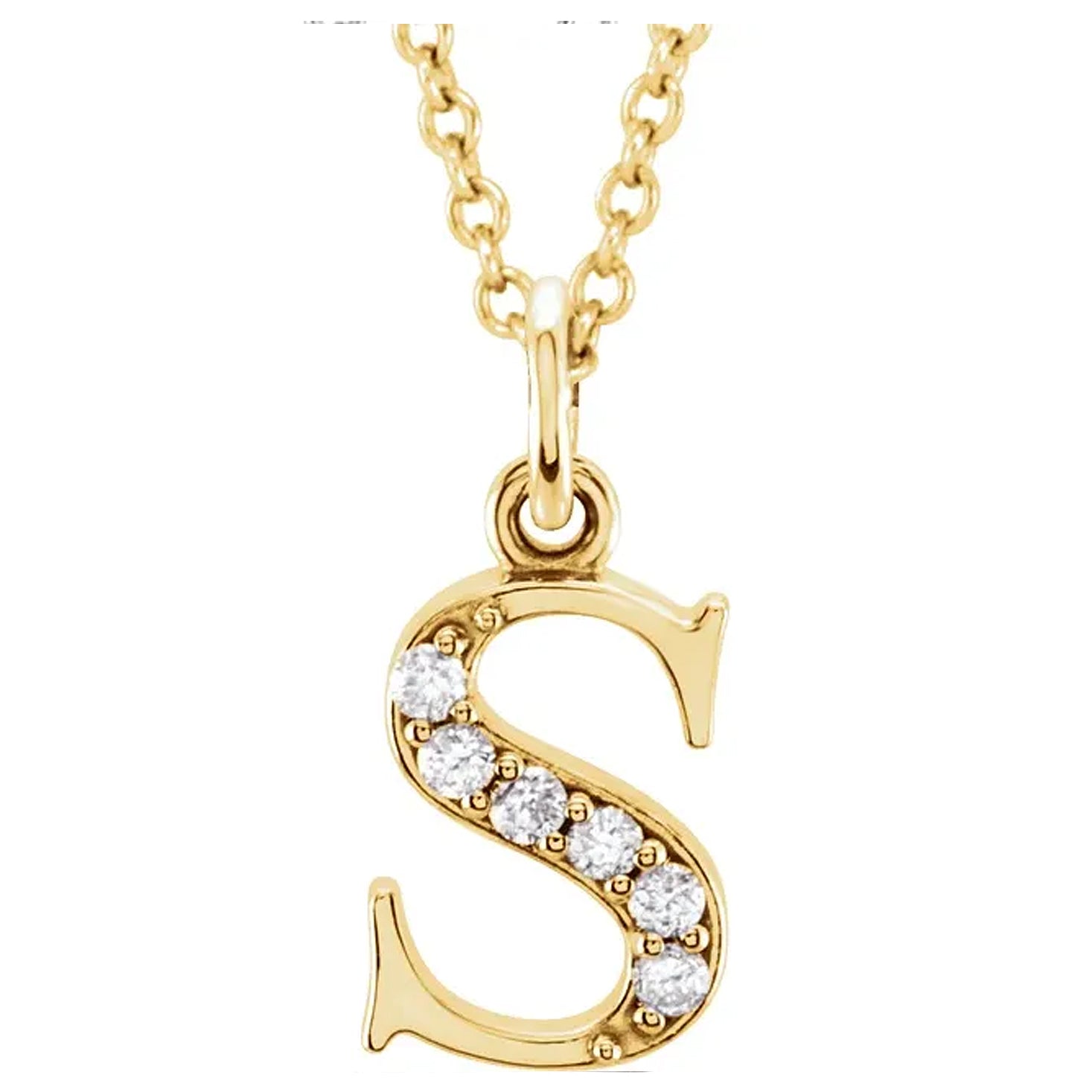 14K Gold Diamond Lowercase Initial Pendant Necklace