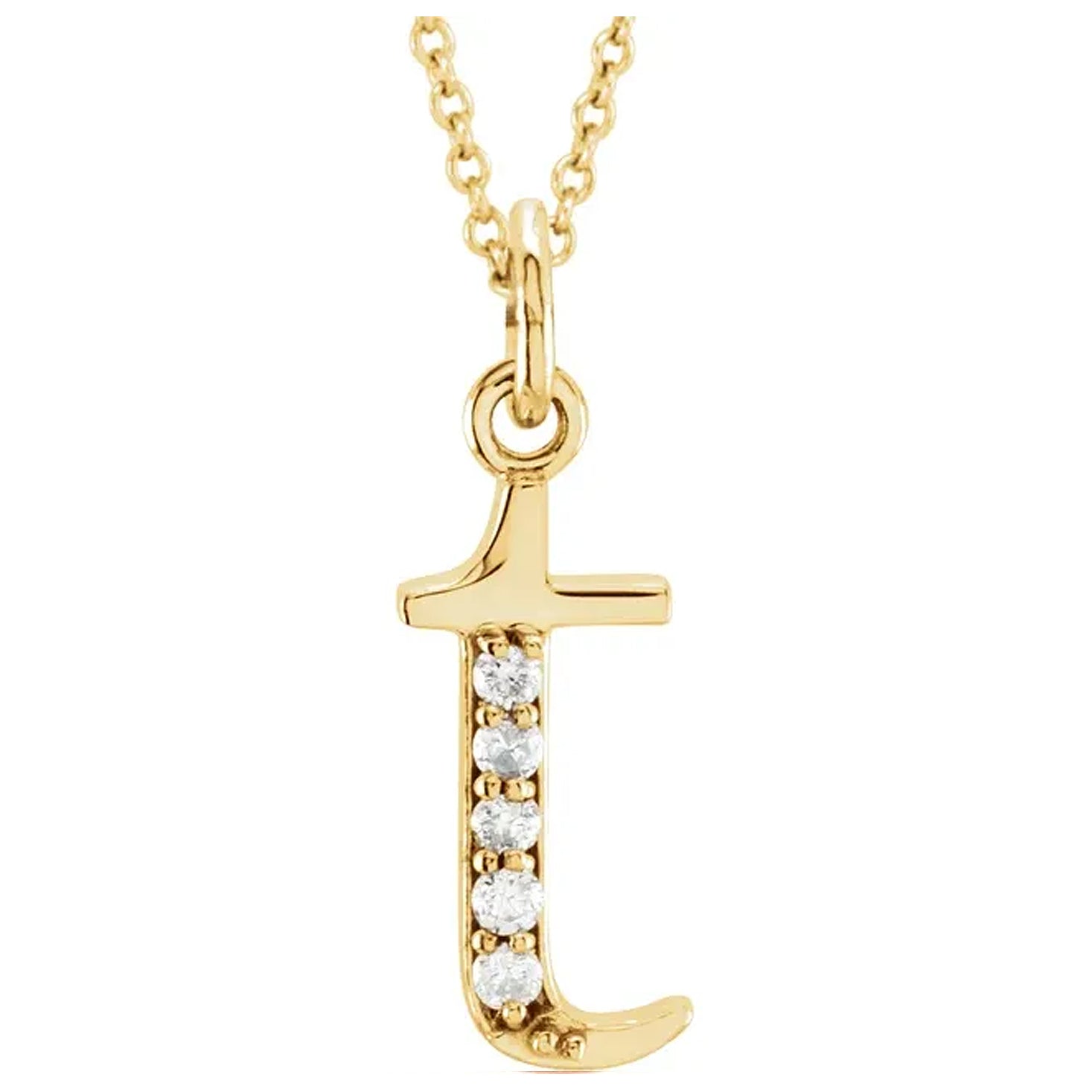 14K Gold Diamond Lowercase Initial Pendant Necklace