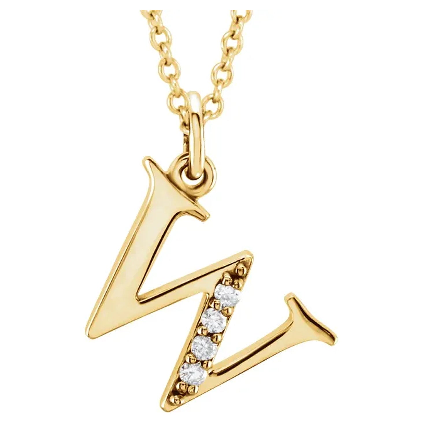14K Gold Diamond Lowercase Initial Pendant Necklace